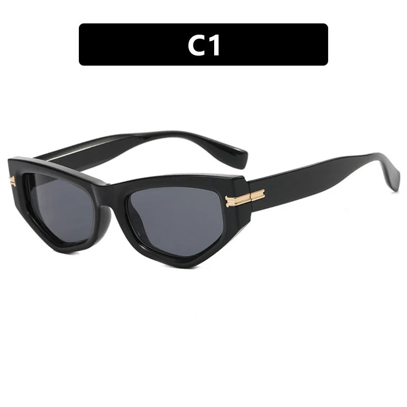 Dame geometrisk solbrille med bøyd ramme og beskyttende UV-filter Luvikno