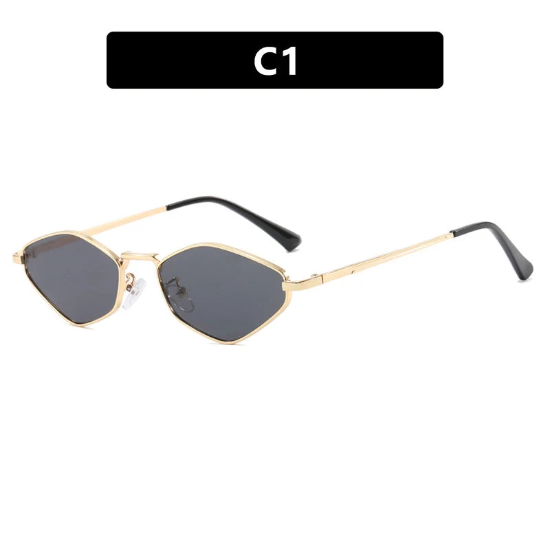Dame geometrisk solbrille med fin metallramme og UV-beskyttelse Luvikno