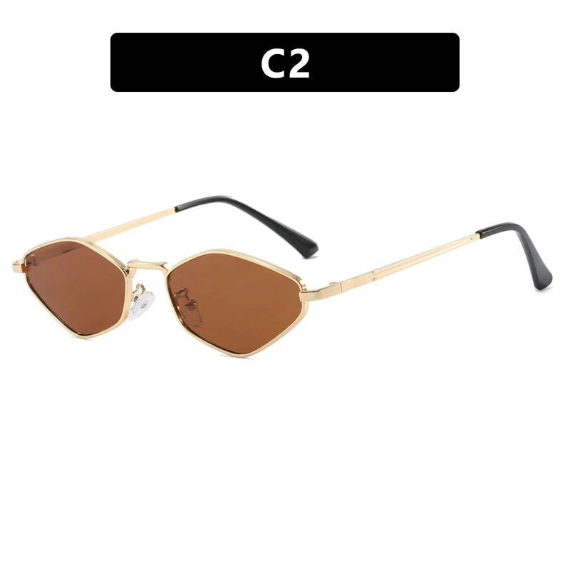 Dame geometrisk solbrille med fin metallramme og UV-beskyttelse Luvikno