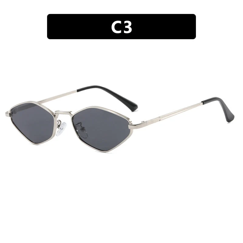 Dame geometrisk solbrille med fin metallramme og UV-beskyttelse Luvikno