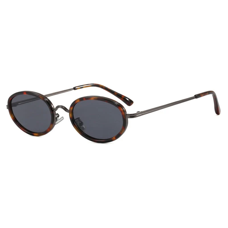 Dame elegant rund solbrille med moderne metallramme Luvikno