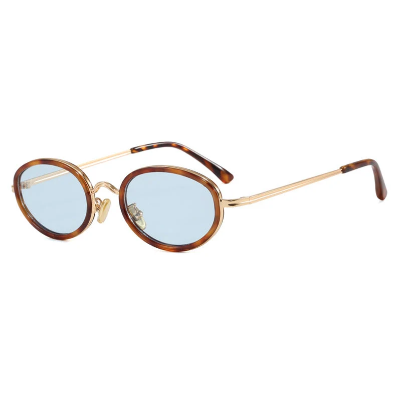 Dame elegant rund solbrille med moderne metallramme Luvikno