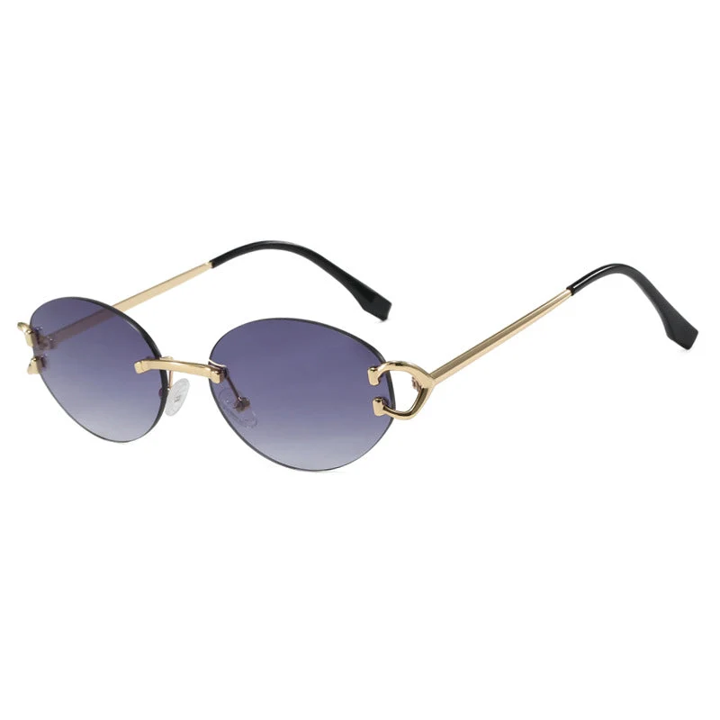 Dame elegant ovalformet solbrille med moderne metalramme Luvikno