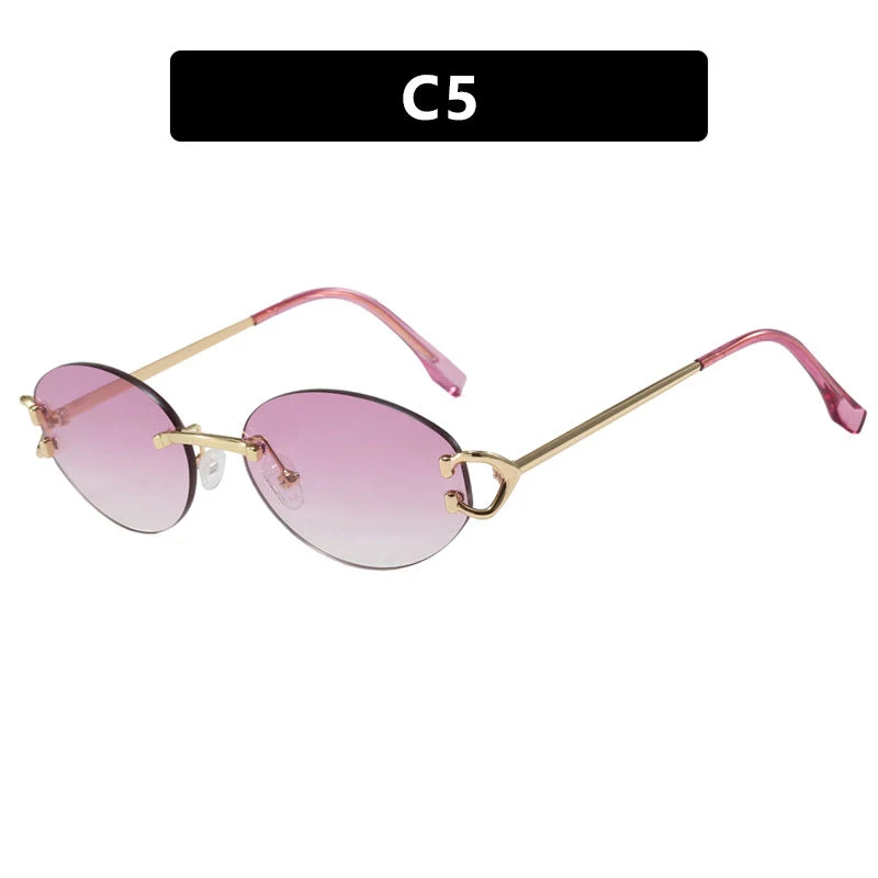 Dame elegant ovalformet solbrille med moderne metalramme Luvikno