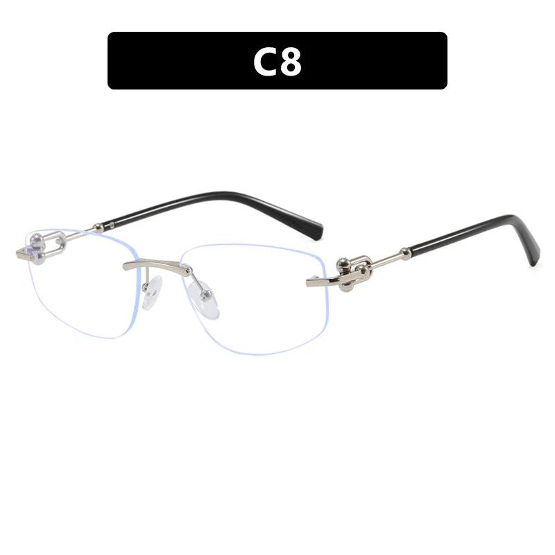 Dame elegant halvramme-briller med luksuriøs metallramme og transparente glass Luvikno