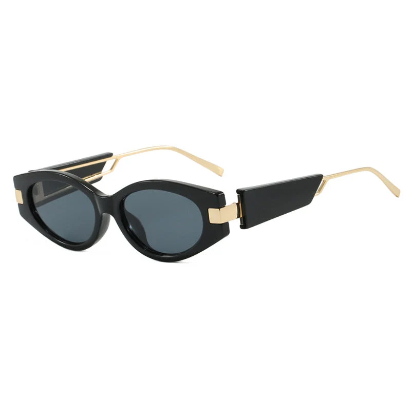 Dame elegant Cat-Eye solbriller med gullige detaljer Luvikno