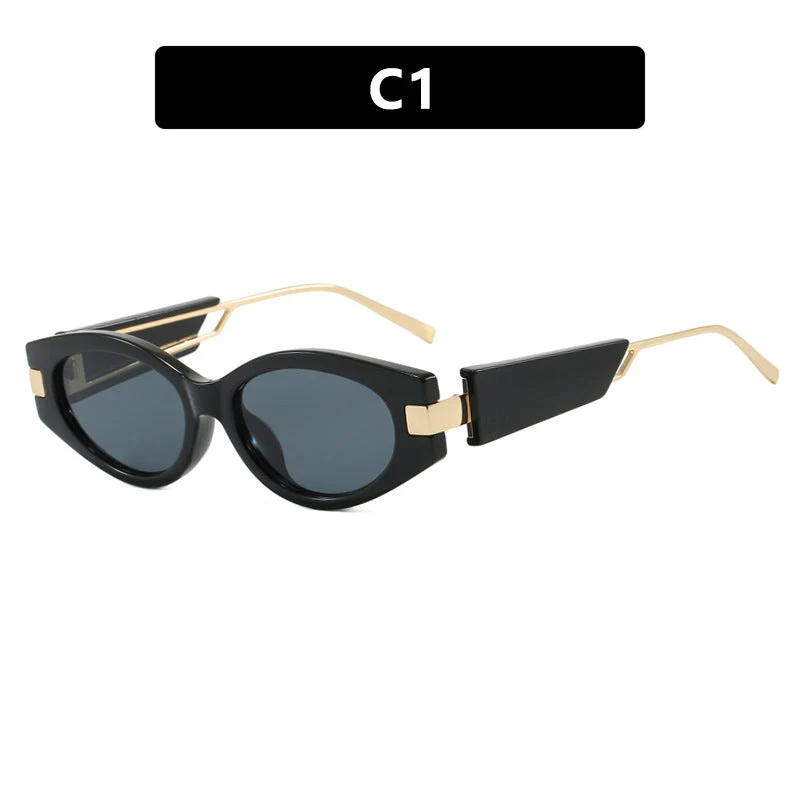 Dame elegant Cat-Eye solbriller med gullige detaljer Luvikno