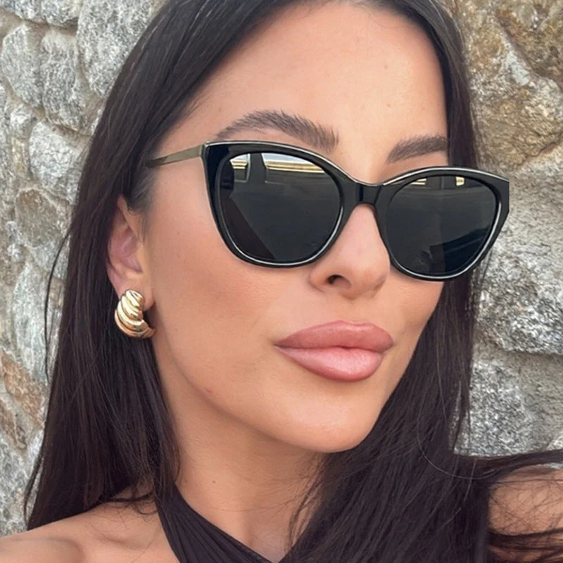 Dame elegant Cat-Eye solbrille med høy kvalitet ramme og UV-beskyttelse Luvikno