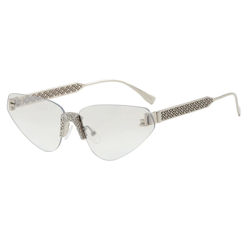 Dame Designer katteøyne-solbrille med glitrende strass-dekor Luvikno
