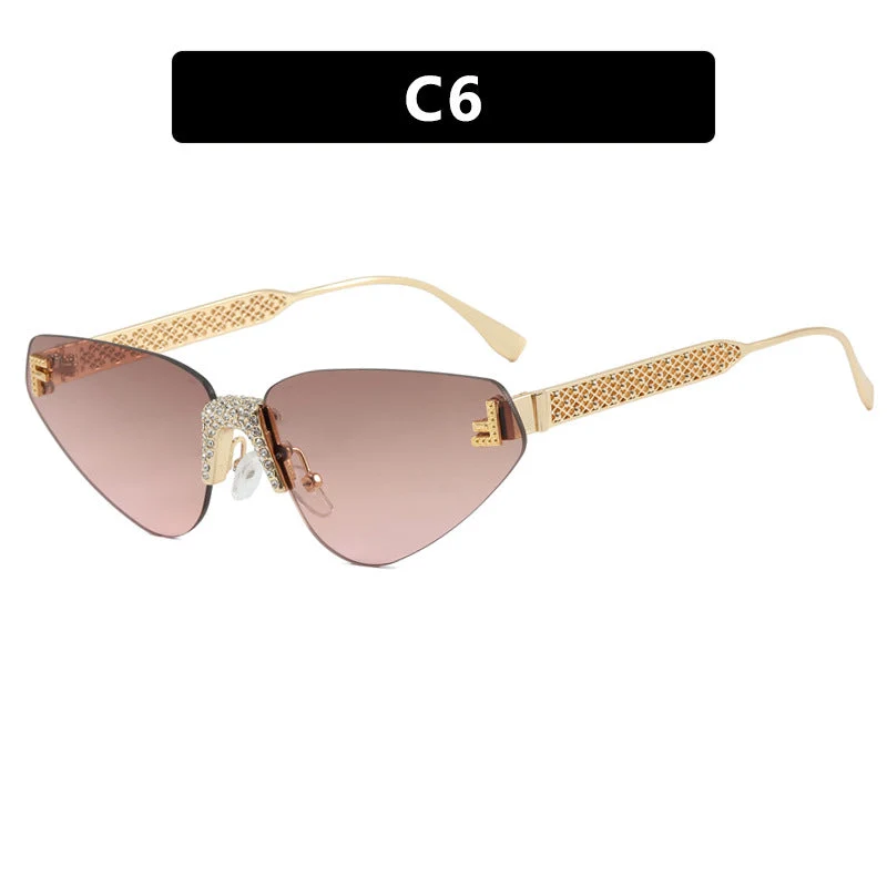 Dame Designer katteøyne-solbrille med glitrende strass-dekor Luvikno