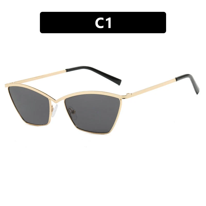 Dame Cat-Eye solbriller med stilfull metallramme og UV-beskyttelse Luvikno