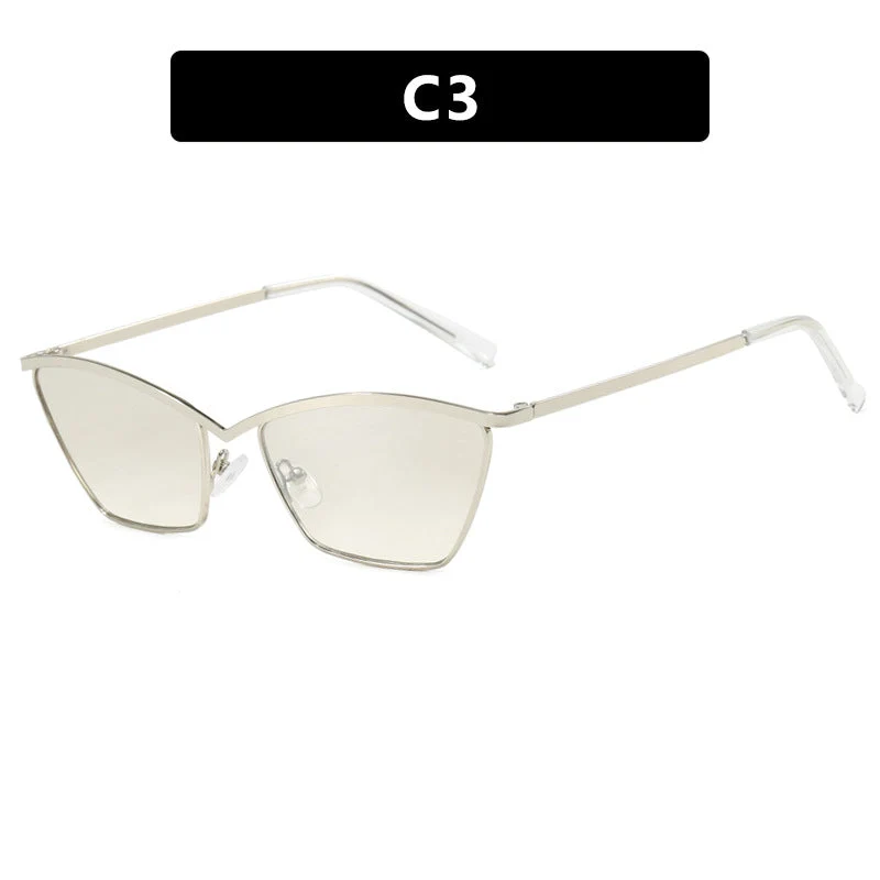 Dame Cat-Eye solbriller med stilfull metallramme og UV-beskyttelse Luvikno
