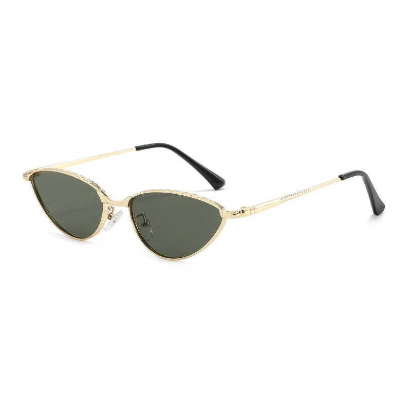 Dame Cat-Eye solbriller med rhinestones ramme og beskyttende linser Luvikno