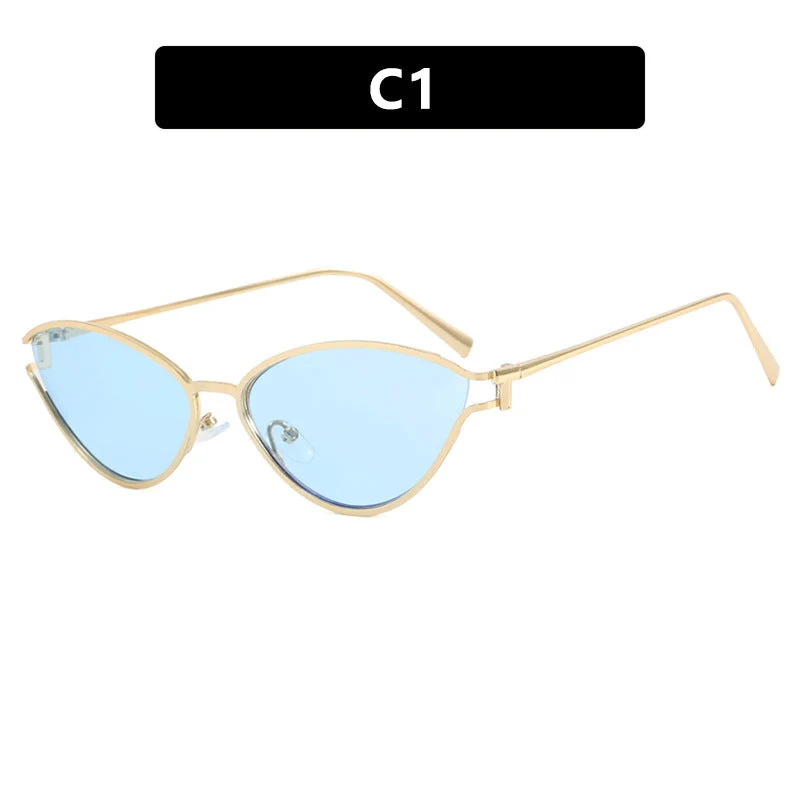 Dame Cat-Eye solbriller med beskyttende UV-filter og elegant metallramme Luvikno