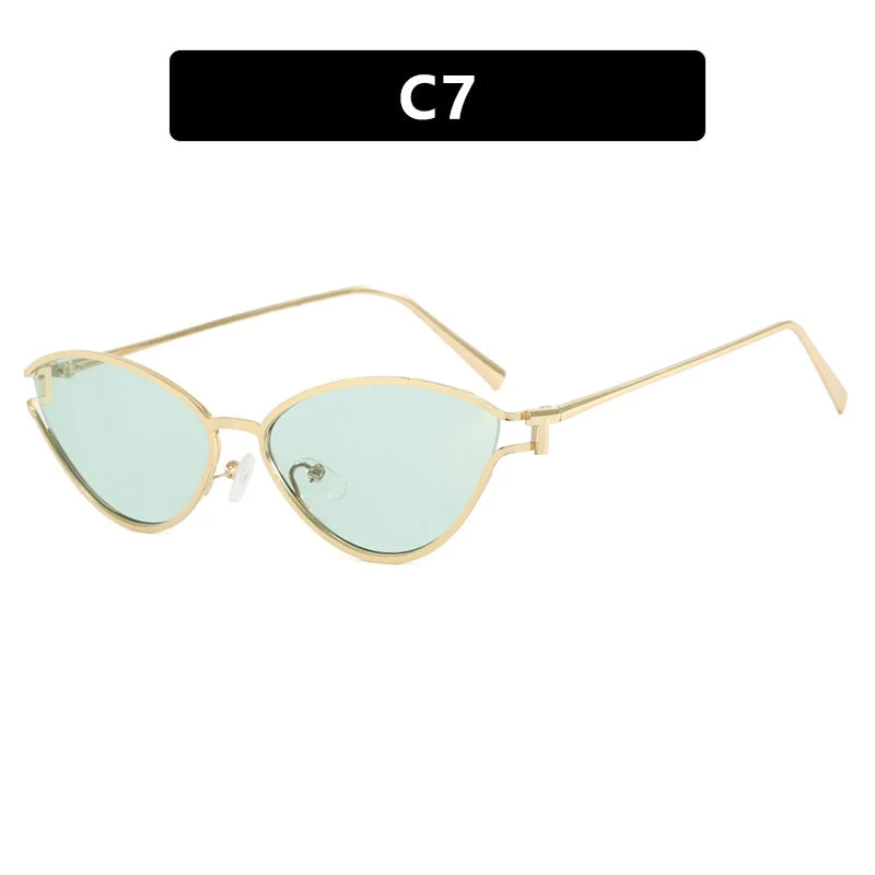 Dame Cat-Eye solbriller med beskyttende UV-filter og elegant metallramme Luvikno