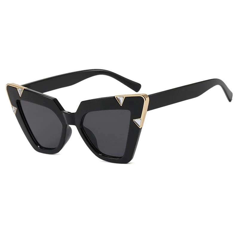 Dame Cat-Eye solbriller med luksuriøst motiv og beskyttende UV-filter Luvikno