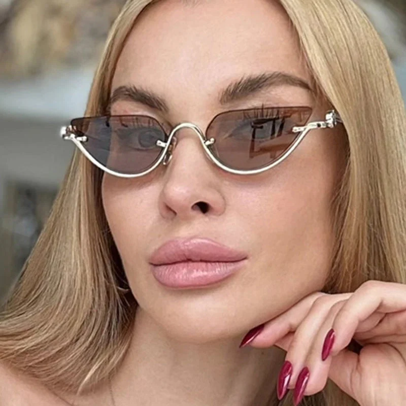 Dame Cat-Eye solbriller med gullfarget metallramme og UV-beskyttelse Luvikno