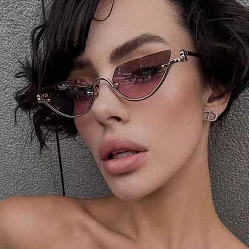 Dame Cat-Eye solbriller med gullfarget metallramme og UV-beskyttelse Luvikno