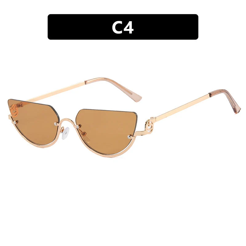 Dame Cat-Eye solbriller med gullfarget metallramme og UV-beskyttelse Luvikno