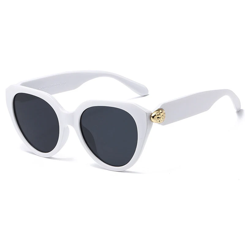 Dame Cat-Eye solbriller med gullige detaljer og beskyttende UV-filter Luvikno