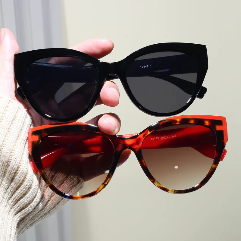 Dame Cat-Eye solbriller med ekstravagant ramme og UV-beskyttelse Luvikno