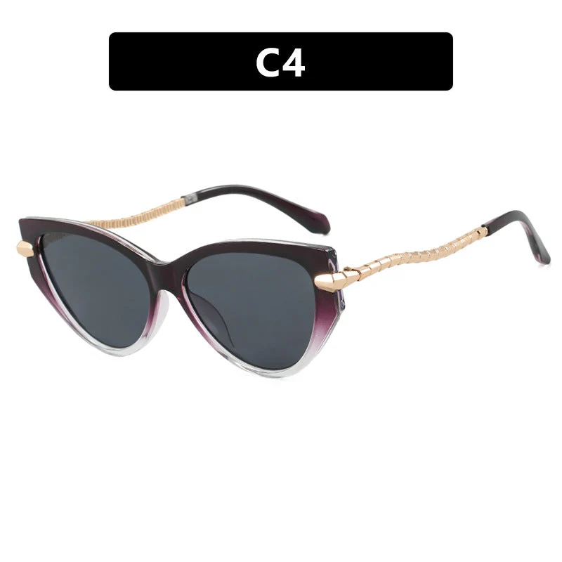 Dame Cat-Eye solbriller med elegant metallramme og stilige aksenter Luvikno