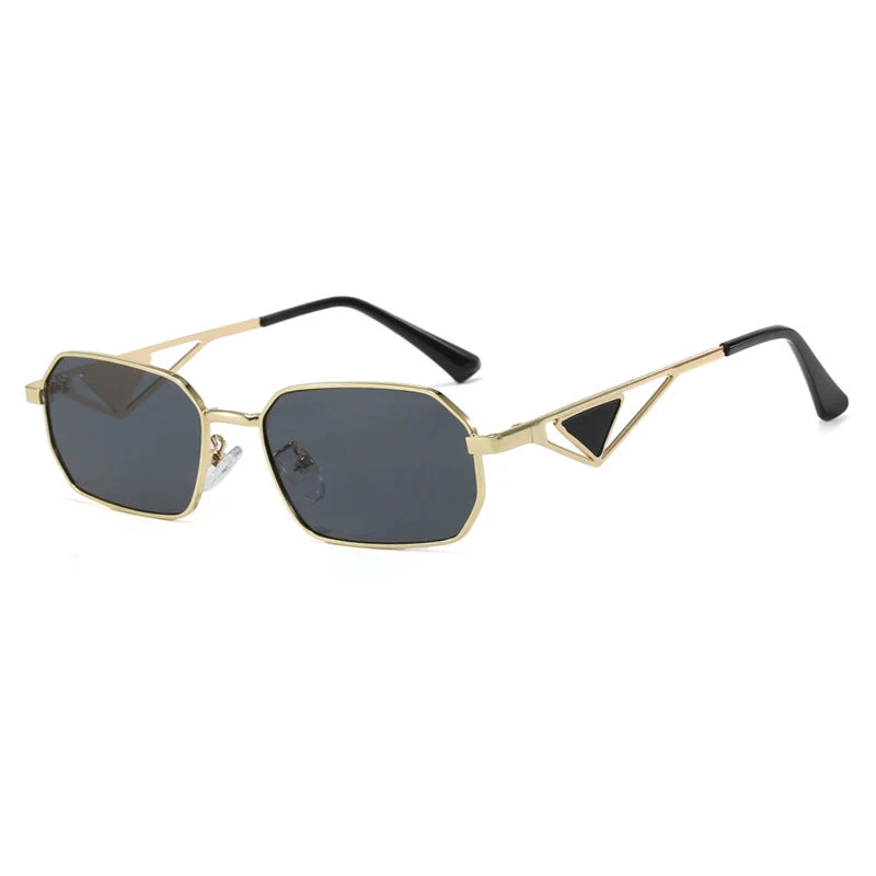 Dame geometrisk luksus solbrille med smal høyglans ramme Luvikno