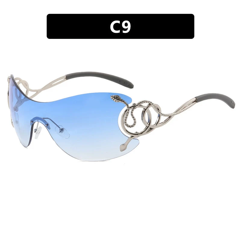 Dame futuristisk solbrille med lekent design Luvikno