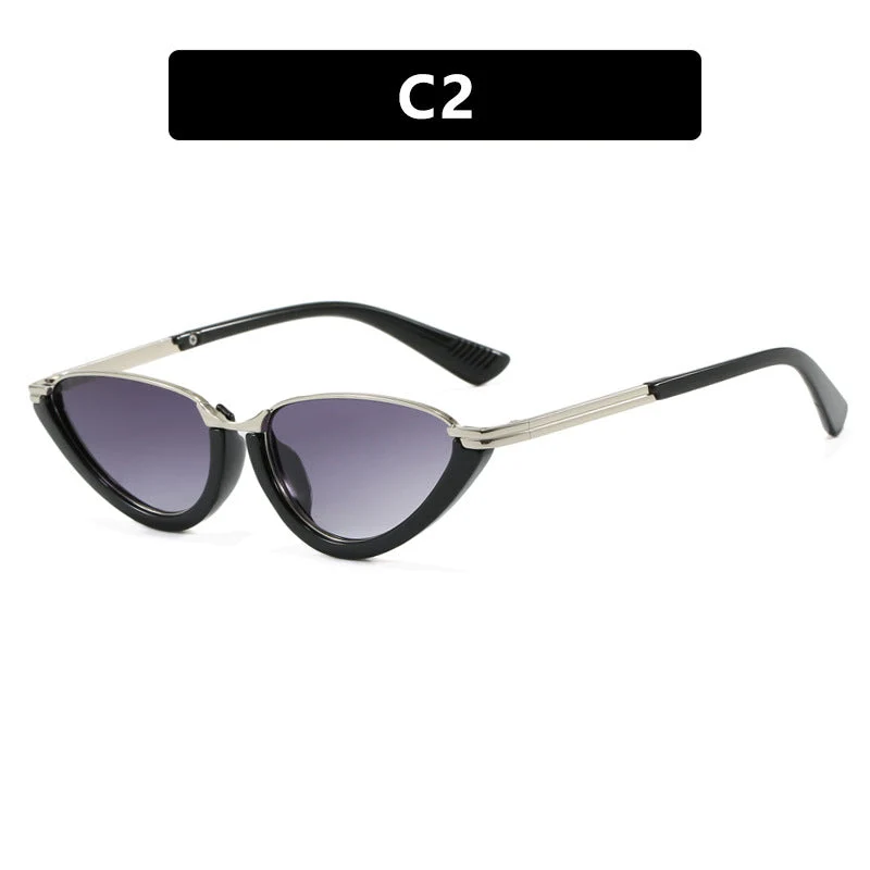 Dame futuristiske Cat-Eye solbriller med gyldne detaljer Luvikno