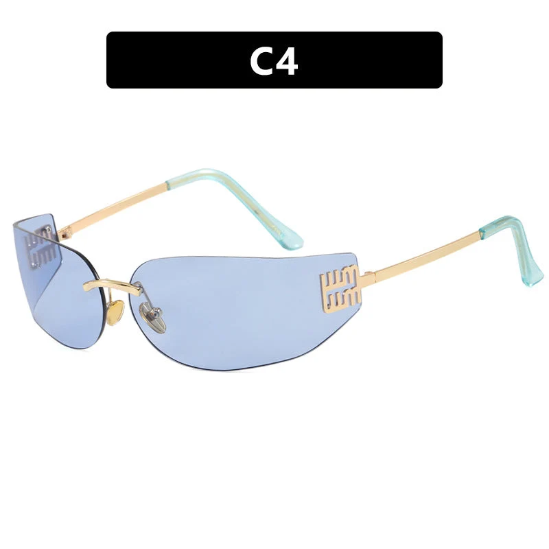 Dame futuristisk designer solbrille med uvanlig ramme og UV-beskyttelse Luvikno