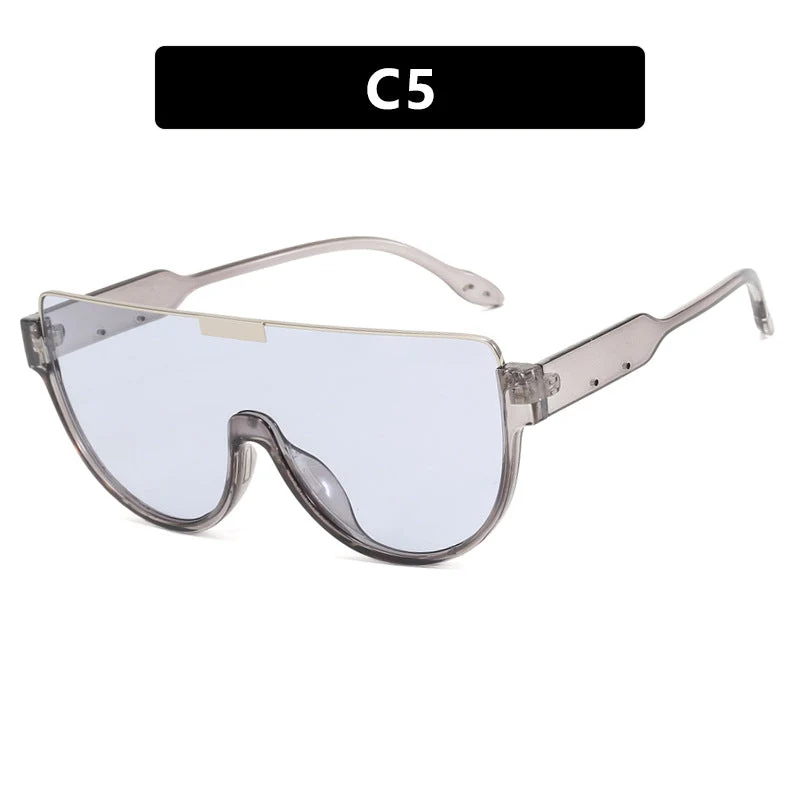 Dame futuristisk oversized solbrille med klar full-rim ramme Luvikno