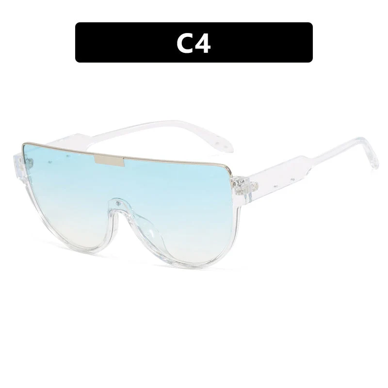 Dame futuristisk oversized solbrille med klar full-rim ramme Luvikno