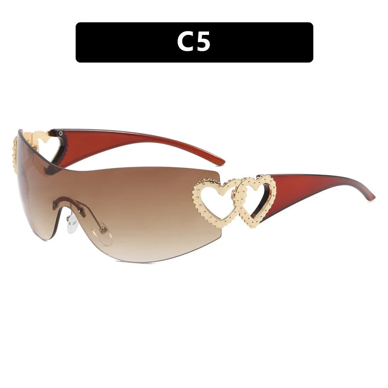 Dame Fashion-solbrille med hjerte-applikasjoner Luvikno