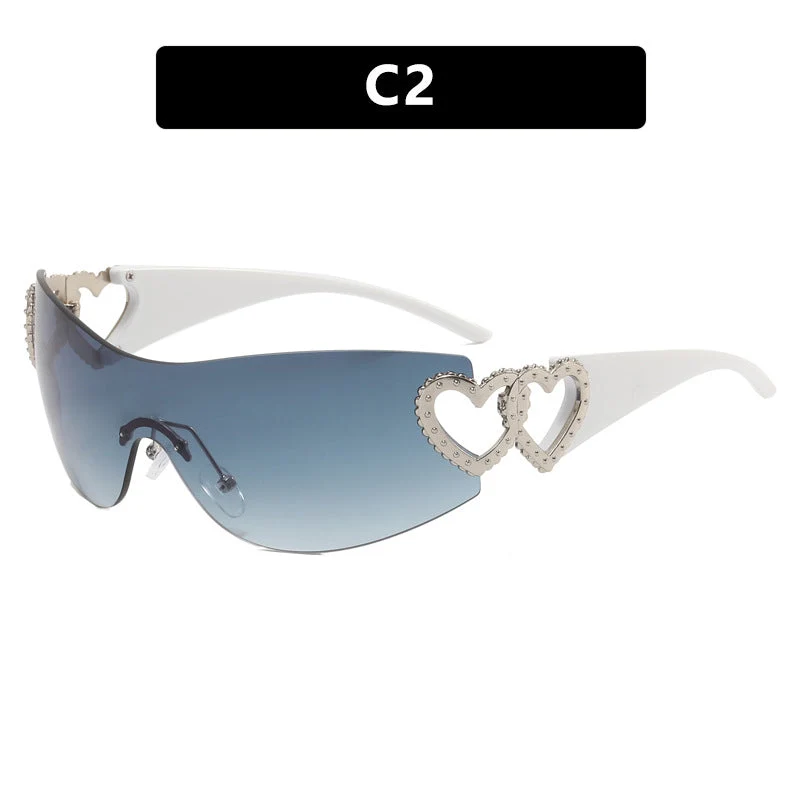 Dame Fashion-solbrille med hjerte-applikasjoner Luvikno