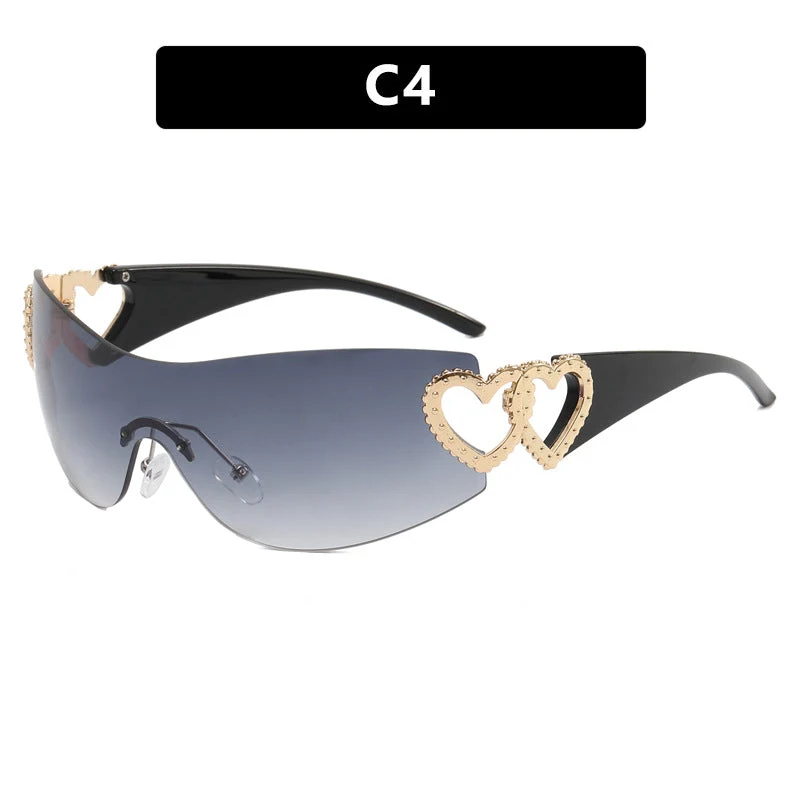 Dame Fashion-solbrille med hjerte-applikasjoner Luvikno