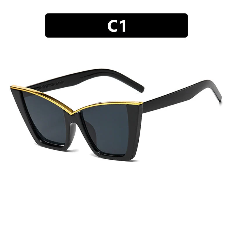 Dame ekstravagant solbrille med unik design og gullige aksenter Luvikno