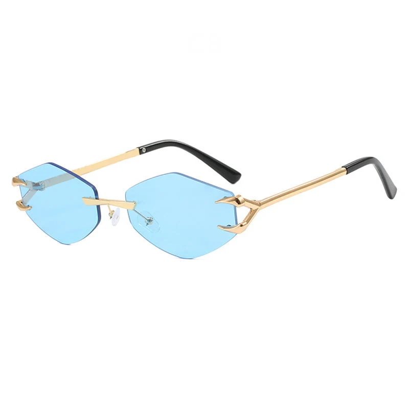 Dame ekstravagant hexagonal solbrille med innovativ ramme og UV-beskyttelse Luvikno