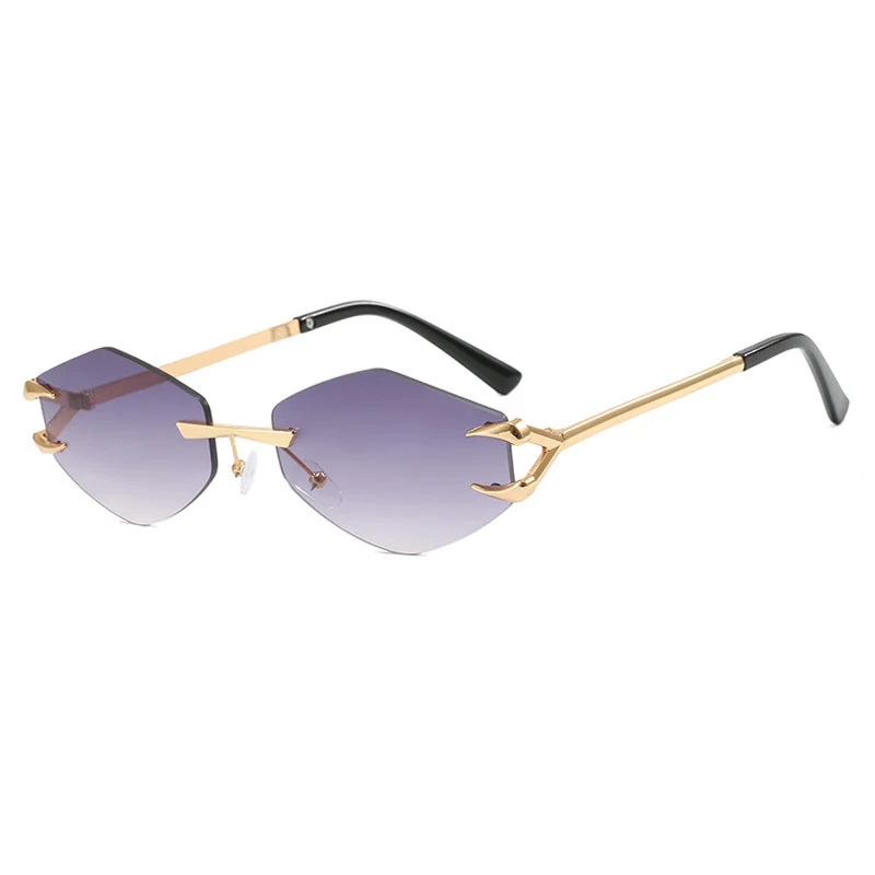 Dame ekstravagant hexagonal solbrille med innovativ ramme og UV-beskyttelse Luvikno