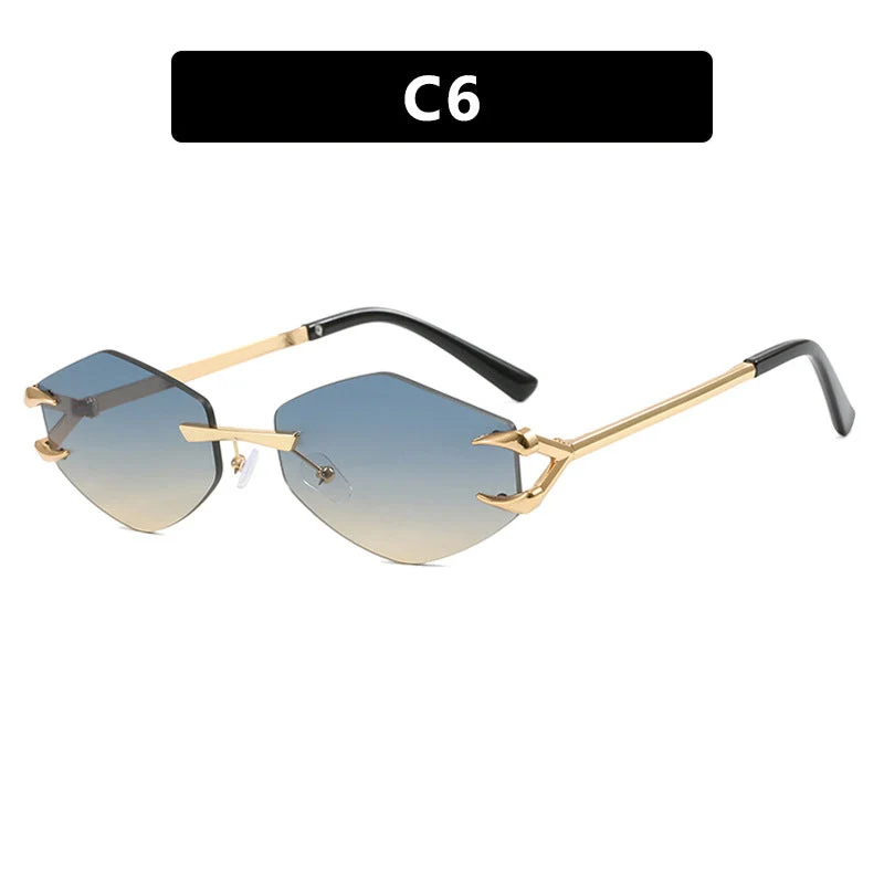 Dame ekstravagant hexagonal solbrille med innovativ ramme og UV-beskyttelse Luvikno