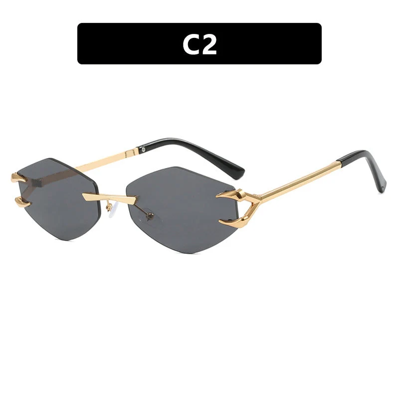 Dame ekstravagant hexagonal solbrille med innovativ ramme og UV-beskyttelse Luvikno
