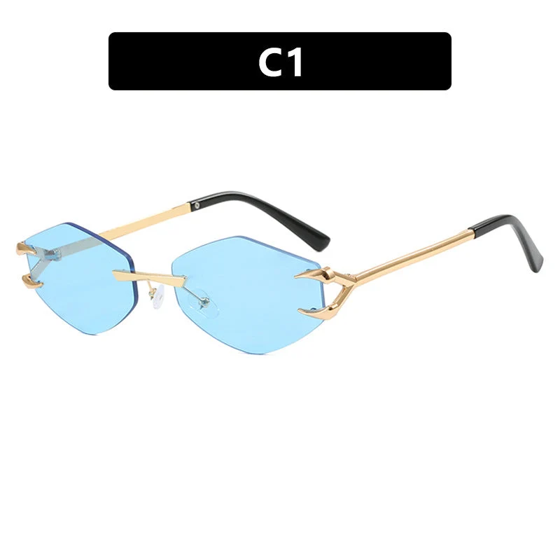 Dame ekstravagant hexagonal solbrille med innovativ ramme og UV-beskyttelse Luvikno