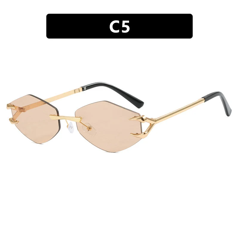 Dame ekstravagant hexagonal solbrille med innovativ ramme og UV-beskyttelse Luvikno