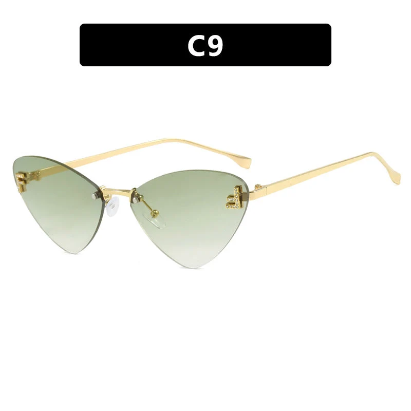 Damer ekstravagante Cat-Eye solbriller med glitrende detaljer Luvikno