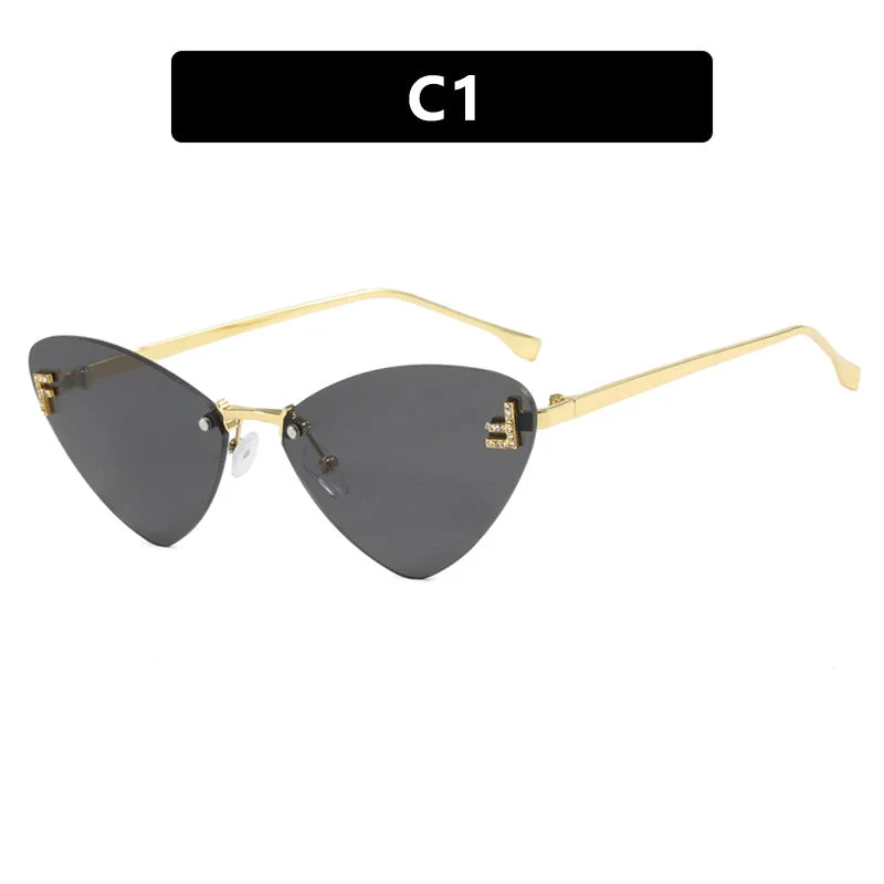 Damer ekstravagante Cat-Eye solbriller med glitrende detaljer Luvikno