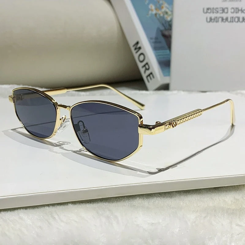 Dame elegant solbrille med glitrende metallramme Luvikno