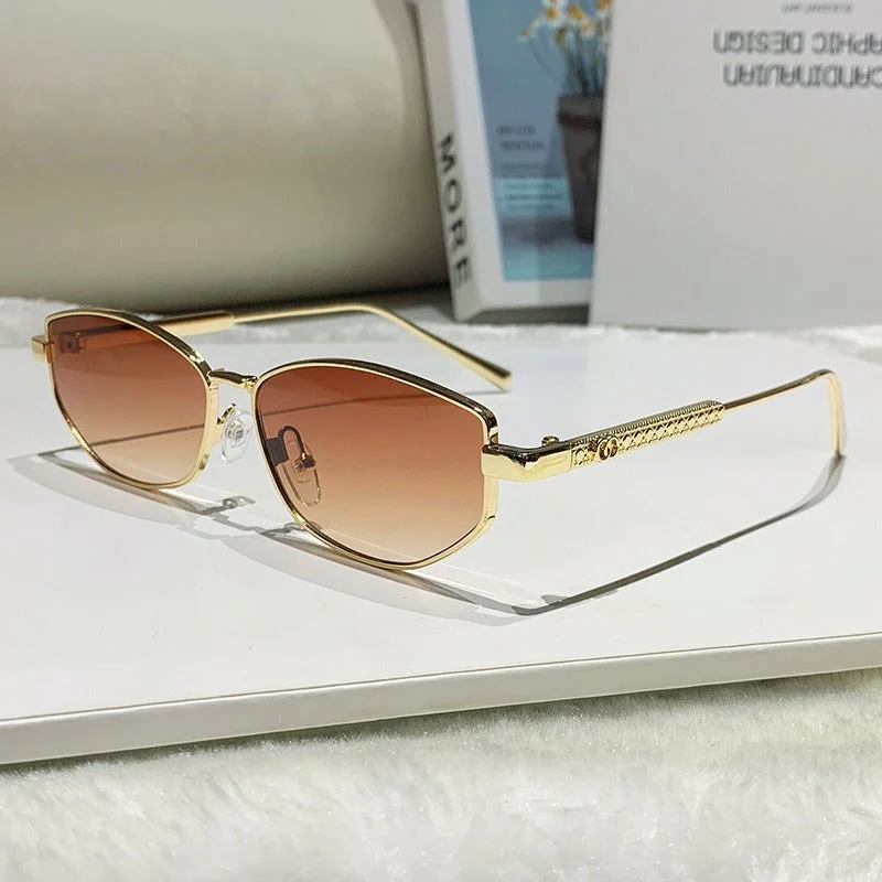 Dame elegant solbrille med glitrende metallramme Luvikno