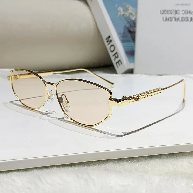 Dame elegant solbrille med glitrende metallramme Luvikno