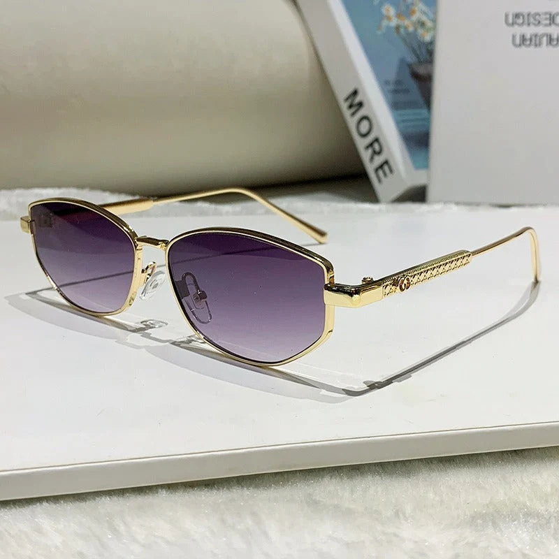 Dame elegant solbrille med glitrende metallramme Luvikno