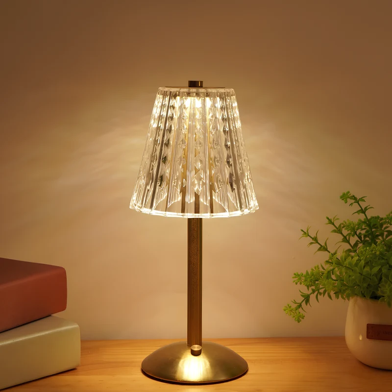 Golden Crystal Table Lamp - Aurora Luxe | Luvikno
