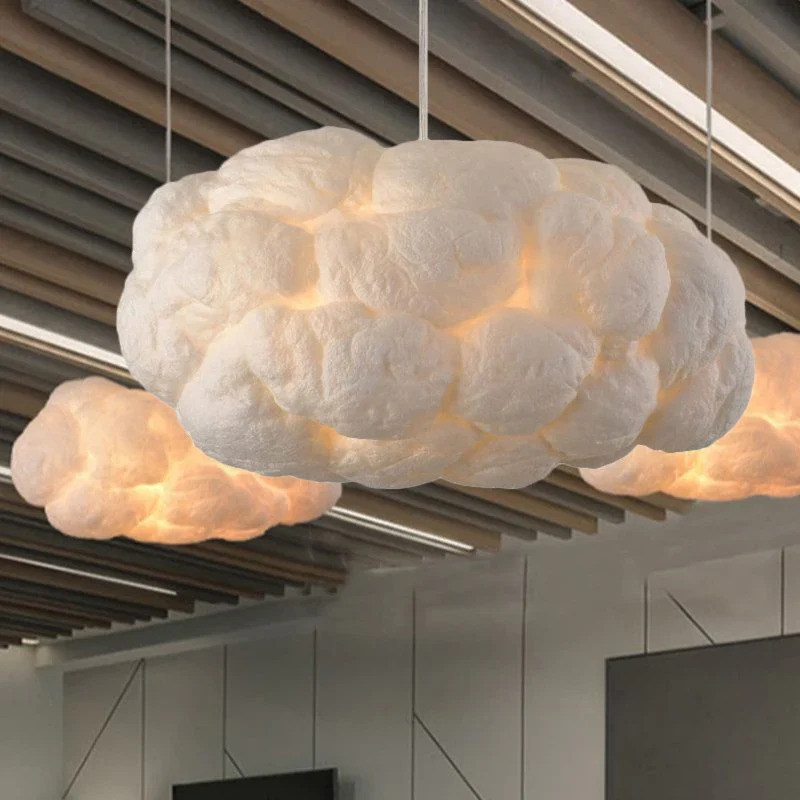 Designer Cloud LED Pendellampe Hvit PVC/Bomull - Nimbus | Luvikno